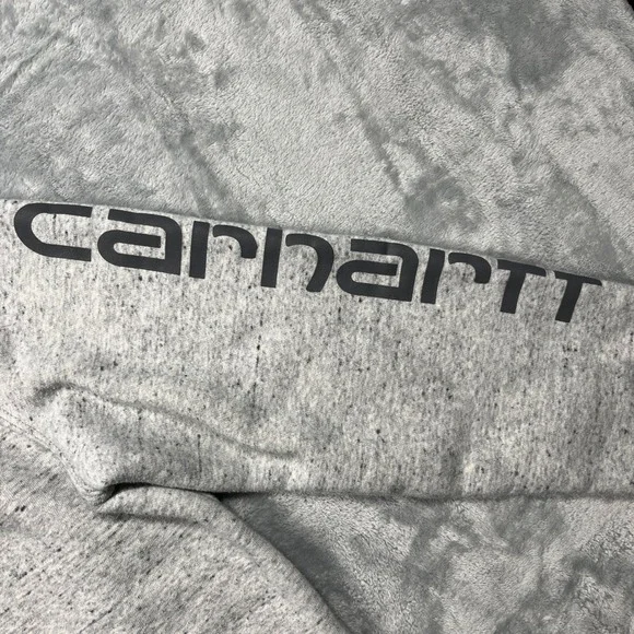 Carhartt Hoodie Women XS Grey Relaxed Fit Logo Sleeve Graphic Sweatshirt - Picture 5 of 13